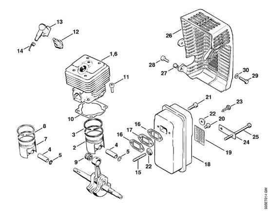 Cylinder, Muffler Cut-off machines (TS) TS 360 Stihl