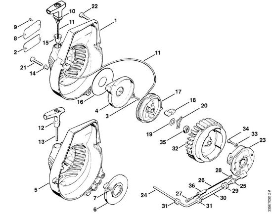 Rewind starter (Pawl), Ignition system (Electronic) Cut-off machines (TS) TS 360 Stihl