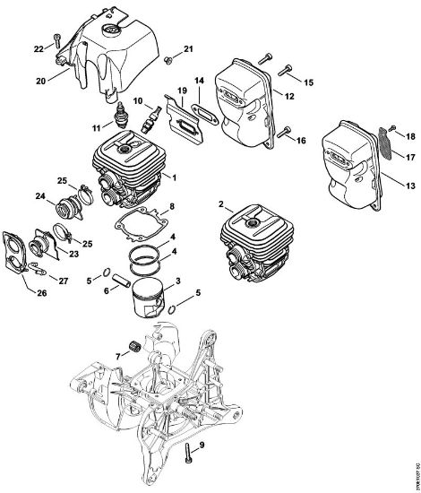 Cylinder, Muffler Cut-off machines (TS) TS 410-A Stihl