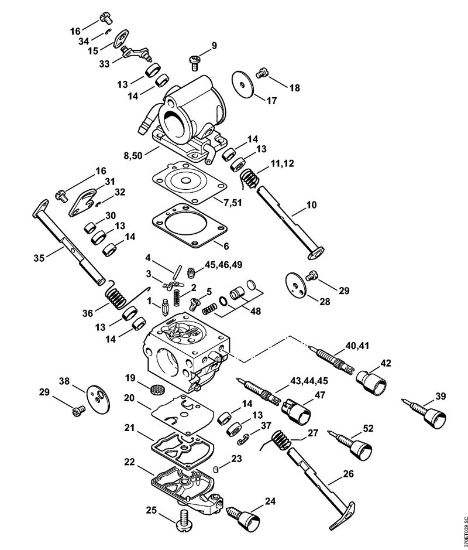 Carburetor C1Q-S118, C1Q-167 Cut-off machines (TS) TS 420-A Stihl