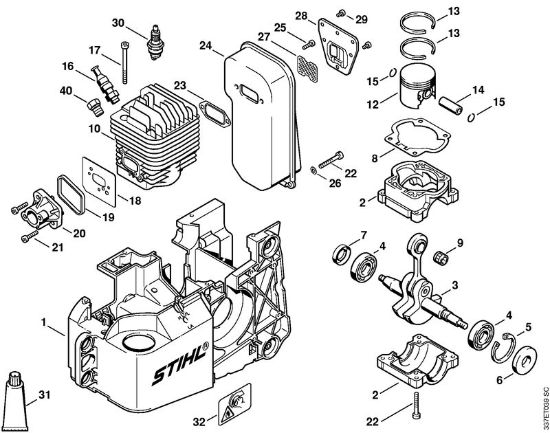 Engine housing, Cylinder Cut-off machines (TS) TS 460 Stihl