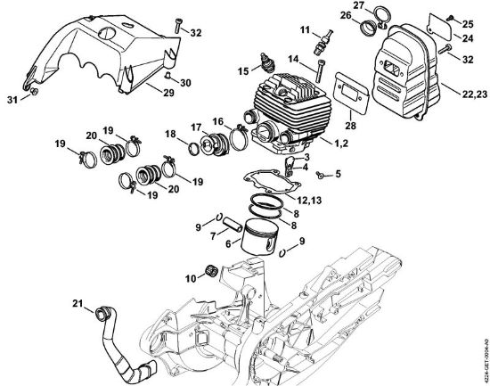Cylinder, Muffler Cut-off machines (TS) TS 700-Z Stihl