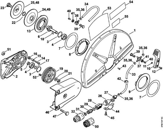 Support with guard with water attachment (43.2007) Cut-off machines (TS) TS 700-Z Stihl