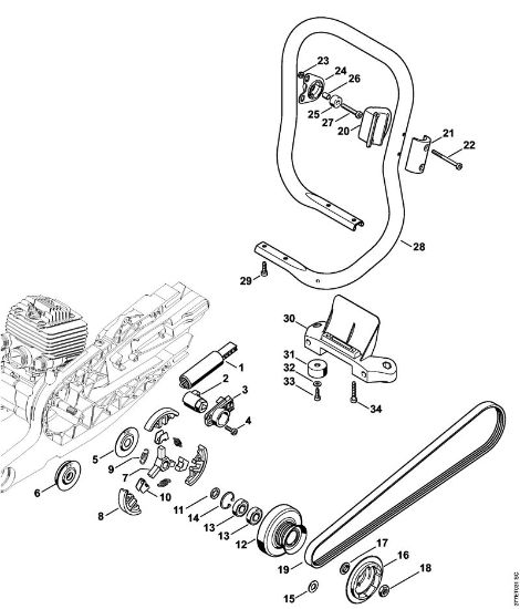 Belt tensioner, Clutch Cut-off machines (TS) TS 800 Stihl
