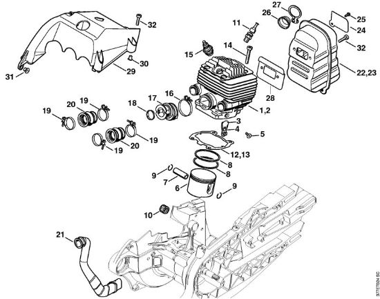 Cylinder, Muffler Cut-off machines (TS) TS 800-Z Stihl
