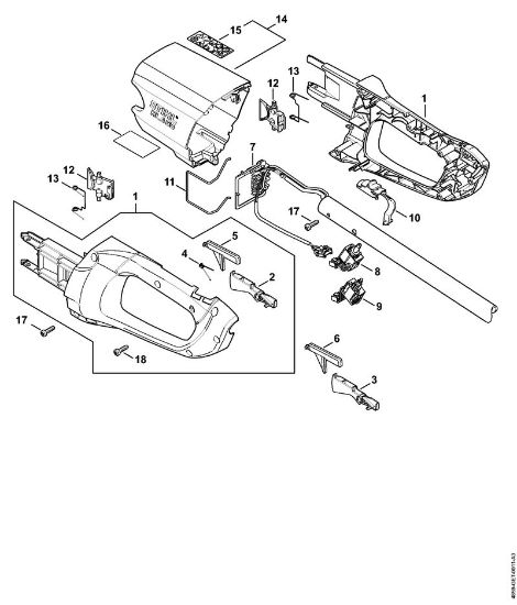 Handle housing, Cover Cordless hedge cutters (HLA) HLA 65 Stihl