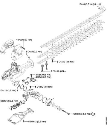 Tightening torques Cordless hedge cutters (HLA) HLA 65 Stihl