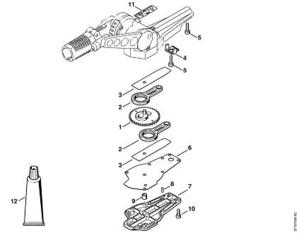 Blade drive gear, adjustable thru 125° Electric hedge cutters (HLE) HLE 71 K Stihl