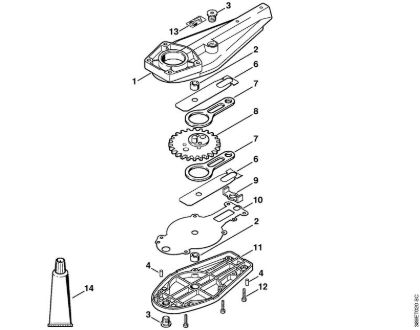 Blade drive gear 0°, 30°, 0° - 90° (24.2005) Extended reach hedge trimmers (HL) HL 75 Stihl