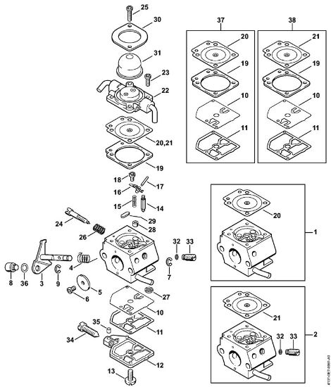 Carburetor C1Q-S28, C1Q-S41    1 42 812 153 (21.1999) Extended reach hedge trimmers (HL) HL 75 Stihl