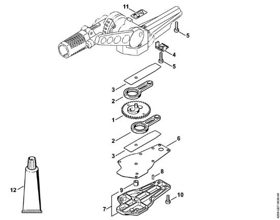 Blade drive gear, adjustable thru 135° Extended reach hedge trimmers (HL) HL 95 Stihl