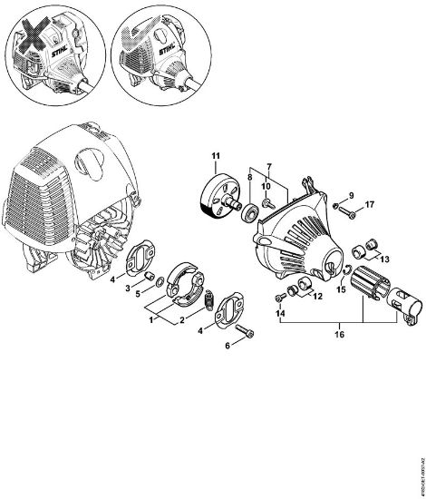 Clutch, Fan housing Extended reach hedge trimmers (HL) HL 95 Stihl