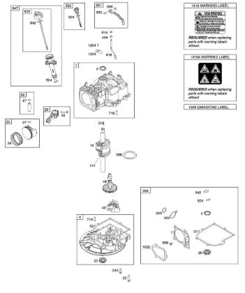 D - Camshaft, Crankshaft, Cylinder, Gasket Set, Piston/Rings/Connecting Rod, Sump, Warning Label B&S - 09 €¦ 09P702-0054-H1 Stihl