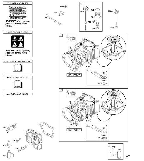 E - Cylinder, Cylinder Head, Lubrication, Operator's Manual, Warning Label B&S - 09 €¦ 09T602-0110-H1 Stihl