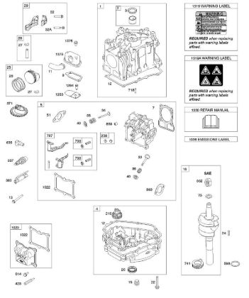 D - Cam Gear, Crankcase Cover/Sump, Crankshaft, Cylinder, Cylinder Head, Piston/Rings/Connecting Rod B&S - 10 €¦ 100602-2131-B8 Stihl