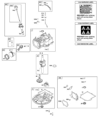 E - Camshaft, Crankshaft, Cylinder, Gasket Set, Piston/Rings/Connecting Rod, Sump, Warning Label B&S - 10 €¦ 103M02-0061-H1 Stihl