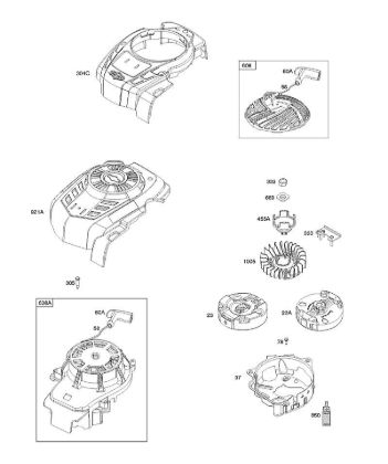 D - Blower Housing, Flywheel, Rewind Starter B&S - 10 €¦ 104M0B-0123-H1 Stihl