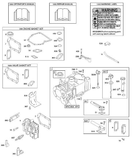 F - Cylinder, Cylinder Head, Gasket Set - Engine, Gasket Set - Valve, Lubrication, Operator's Manual, Warning Label B&S - 10 €¦ 10D902-0111-B1 Stihl