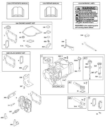 F - Cylinder, Cylinder Head, Gasket Set - Engine, Gasket Set - Valve, Lubrication, Operator's Manual, Warning Label B&S - 10 €¦ 10D902-0168-B1 Stihl