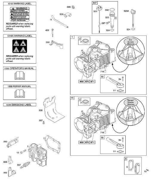 F - Cylinder, Cylinder Head, Lubrication, Operator's Manual, Warning Label B&S - 10 €¦ 10T502-1111-B1 Stihl