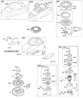 B - Blower Housing/Shrouds, Elecrtic Starter, Flywheel, Rewind Starter B&S - 12 €¦ 122672-0134-E1 Stihl