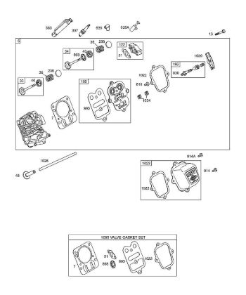 I - Head, Kits/Gaskets - Valve, Valves B&S - 12 €¦ 126492-0165-E1 Stihl