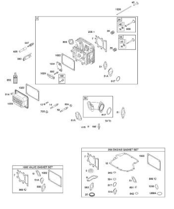 F - Cylinder Head, Gasket Set - Engine, Gasket Set - Valve, Intake Manifold, Valves B&S - 21 €¦ 217902-0119-E1 Stihl