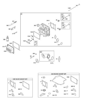 E - Cylinder Head, Gasket Set - Engine, Gasket Set - Valve, Intake Manifold, Valves B&S - 21 €¦ 21R807-0012-B5 Stihl