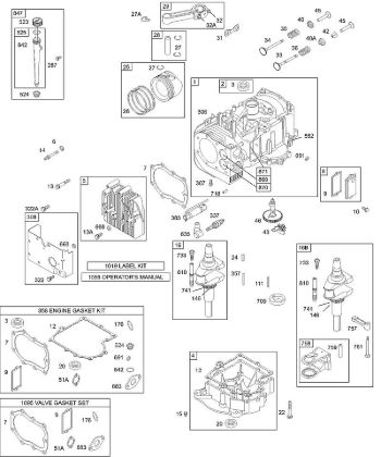 F - Cylinder, Head, Oil, Piston, Sump, Crankshaft, Gasket B&S - 28 €¦ 28M707-1183-E1 Stihl