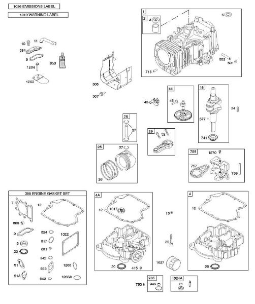 B - Camshaft, Crankshaft, Cylinder, Engine Sump, Gasket Set - Engine, Operator's Manual, Piston, Rings, Connecting Rod, Warning Label B&S - 31 €¦ 31A607-0125-B1 Stihl