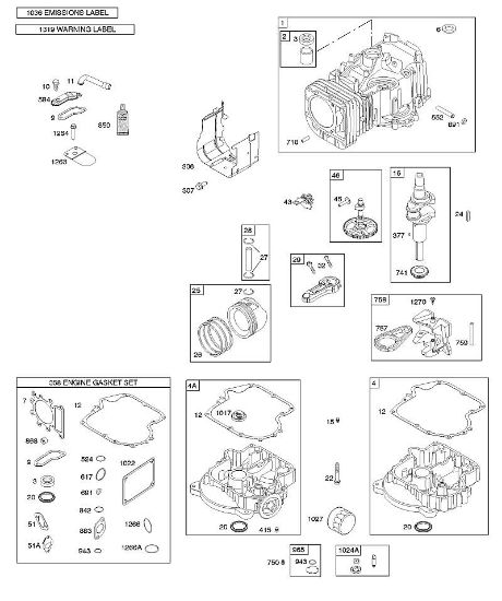 C - Camshaft, Crankshaft, Cylinder, Engine Sump, Gasket Set - Engine, Operator's Manual, Piston, Rings, Connecting Rod, Warning Label B&S - 31 €¦ 31A607-0156-B1 Stihl