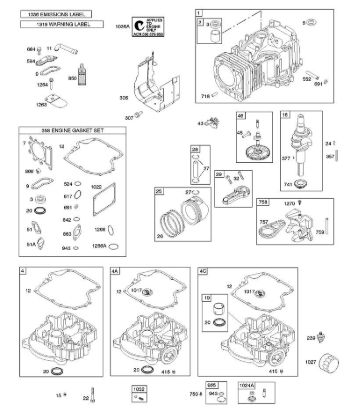 C - Camshaft, Crankshaft, Cylinder, Engine Sump, Gasket Set - Engine, Lubrication, Piston, Rings, Connecting Rod, Warning Label B&S - 31 €¦ 31G777-0148-B1 Stihl