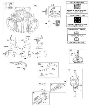 E - Cylinder, Crankshaft, Camshaft, Air Guides, Piston, Rings, Connecting Rod B&S - 40 €¦ 401577-0124-B1 Stihl