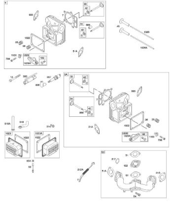 D - Cylinder Head, Rocker Arm Cover, Intake Manifold B&S - 40 €¦ 401577-5130-B1 Stihl