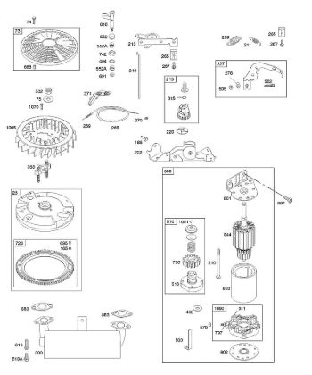 E - Controls, Electric Starter, Exhaust System, Flywheel, Governor Spring B&S - 40 €¦ 405777-0113-E1 Stihl
