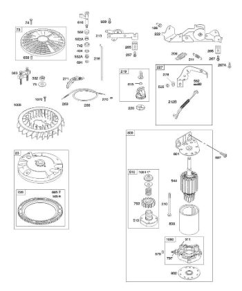 E - Controls, Electric Starter, Flywheel, Governor Spring B&S - 40 €¦ 407577-0111-E1 Stihl