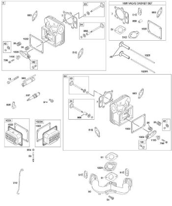 F - Cylinder Head, Gasket Set - Valve, Intake Manifold, Valves B&S - 40 €¦ 407577-0111-E1 Stihl