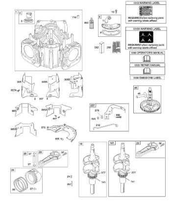 F - Cylinder, Crankshaft, Camshaft, Air Guides, Piston, Rings, Connecting Rod B&S - 40 €¦ 407777-0117-E1 Stihl