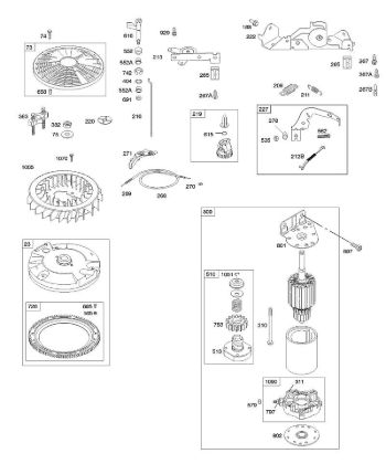 E - Controls, Electric Starter, Flywheel, Governor Spring B&S - 44 €¦ 441677-0141-B1 Stihl