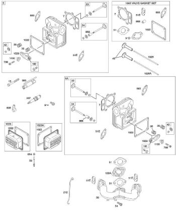 F - Cylinder Head, Gasket Set - Valve, Intake Manifold, Valves B&S - 44 €¦ 441677-0141-B1 Stihl