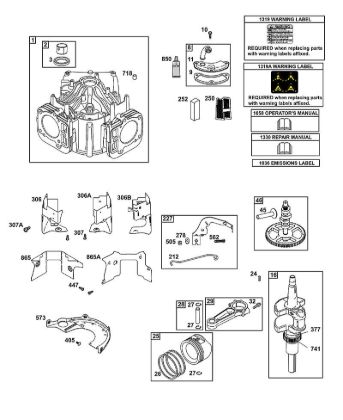 E - Cylinder, Crankshaft, Camshaft, Air Guides, Piston, Rings, Connecting Rod B&S - 44 €¦ 445577-0136-B1 Stihl