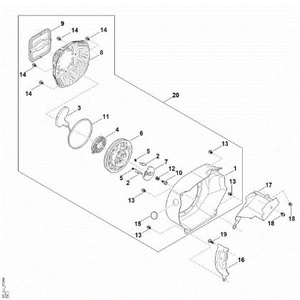 Picture of J - Starting system, fan housing EHC 600.0 (EHC600-0001)