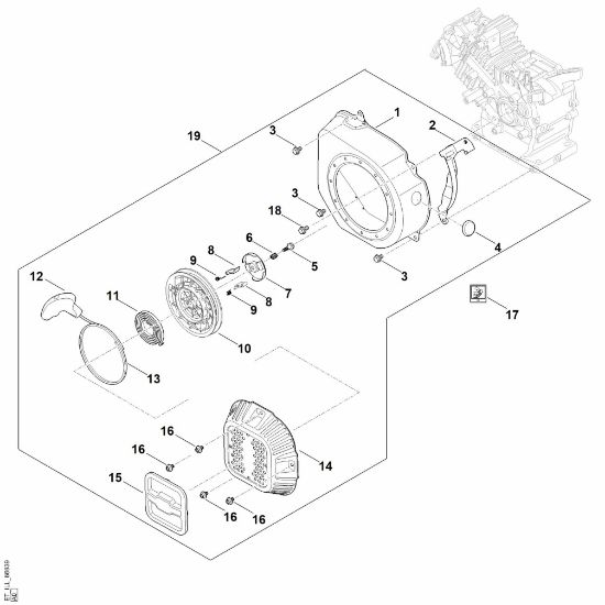 Picture of J - Starting system, fan housing EHC 605.0 (EHC605-0001)