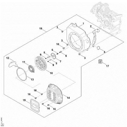 Picture of J - Starting system, fan housing EHC 605.0 (EHC605-0004)