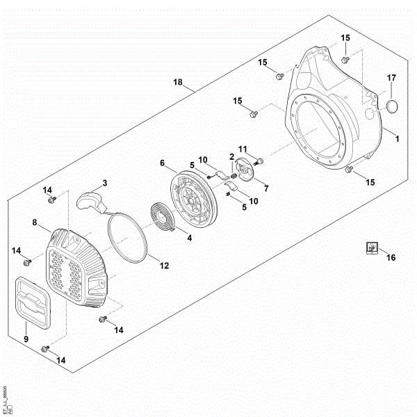 Picture of J - Starting system, fan housing EHC 705.0 (EHC705-0002)