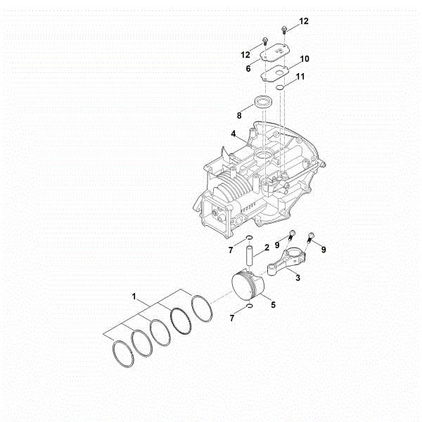 Picture of C - Crankcase, piston, connecting rod EVC 200.3 (EVC200-0007)