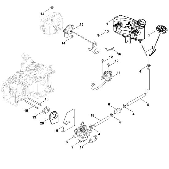 Picture of G - Carburettor, fuel line XT-675 (XT675-0022)