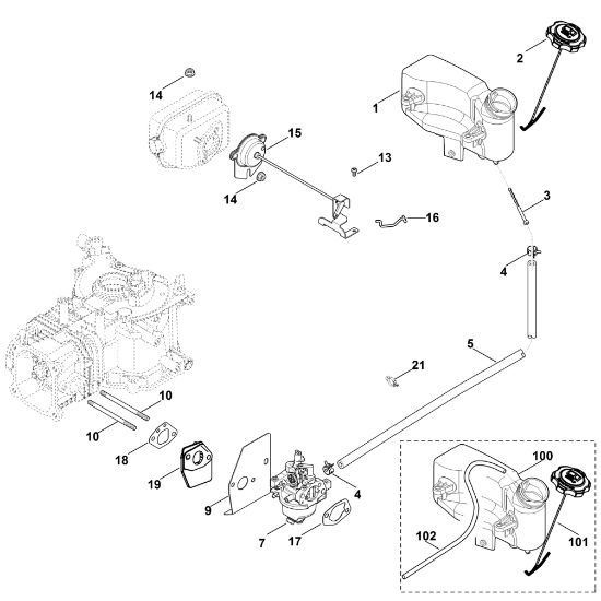 Picture of G - Carburettor, fuel line XT-675 (XT675-2047)