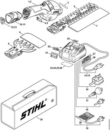Powerhead, Battery, Battery charger Cordless hedge trimmers (HSA) HSA 25 Stihl