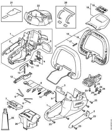 Motor Housing, Electronic Module Cordless hedge trimmers (HSA) HSA 56 Stihl